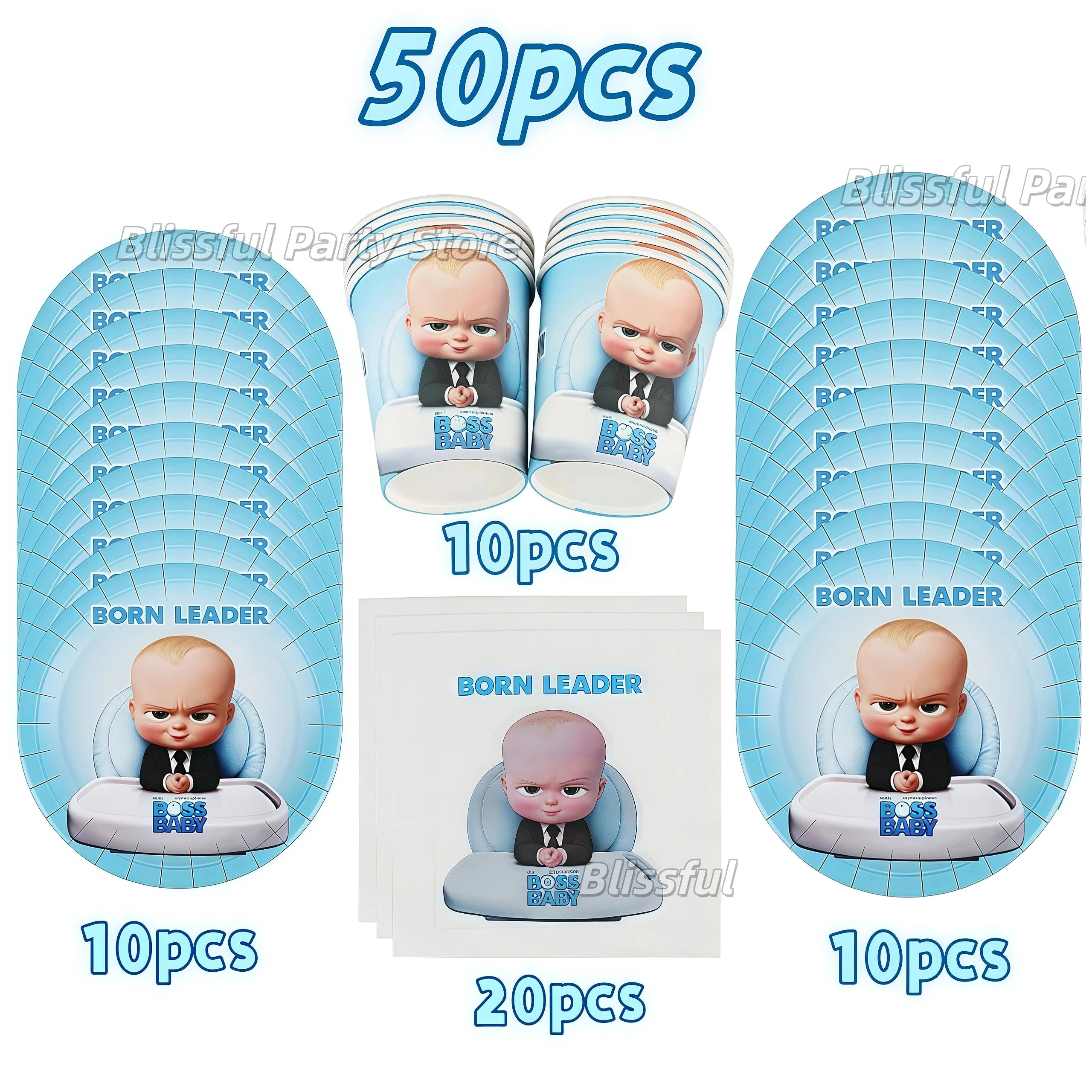 Cartoon Bossed Baby Newborn 1st Birthday Party Decorations Cute Balloons Plates Banner Tableware Set for Kids Party Favors Gifts