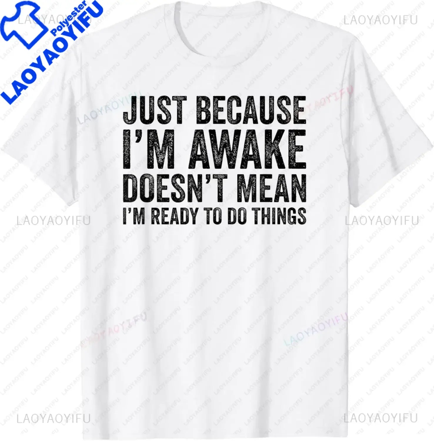 Funny Birthday Gift Just Because I'm Awake Tshirt for Tweens and Teens Men Clothing Custom Printed Streetwear Graphic T Shirts - Big Tim's Magic Emporium