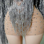 Rhinestone Tassel Fringe Jacket And Dress Costume Set