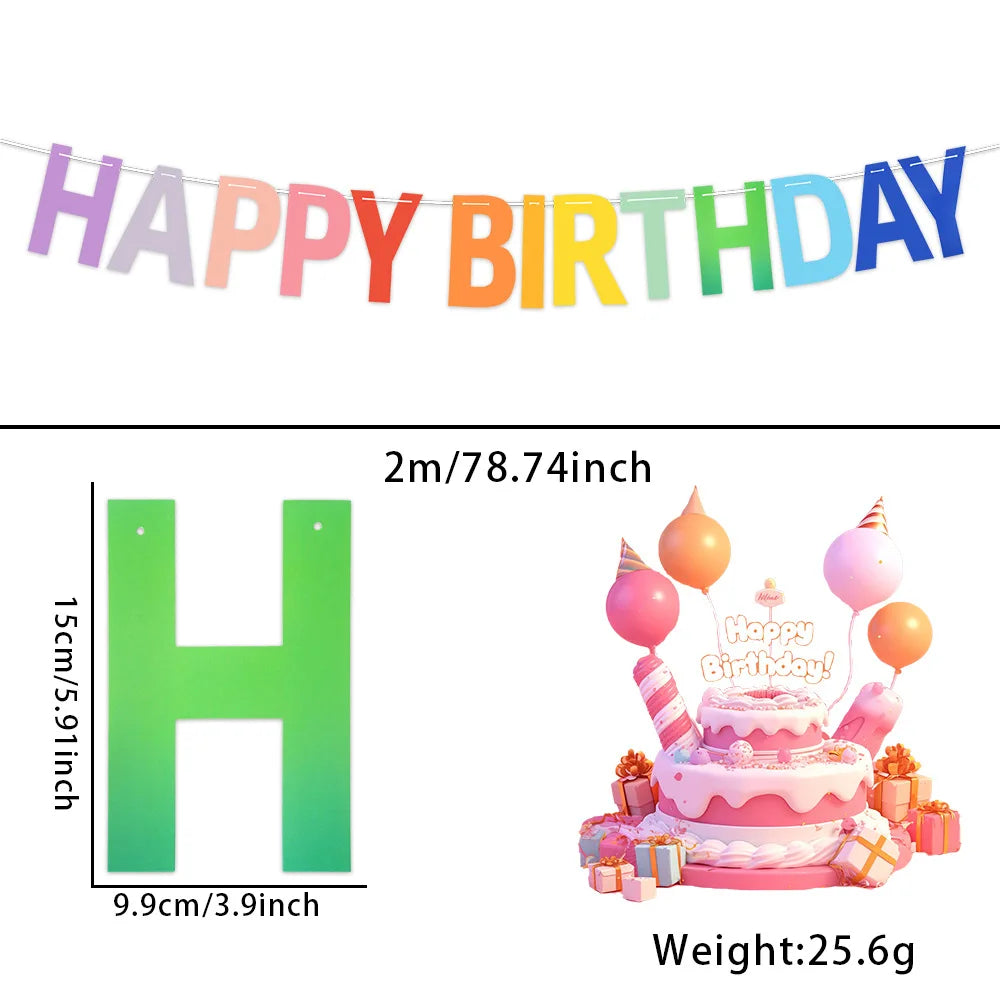Rainbow Color Happy Birthday Banner Paper Garland Kids 1st Birthday Party Hanging Flags Decoration Rainbow Theme Party Supplies