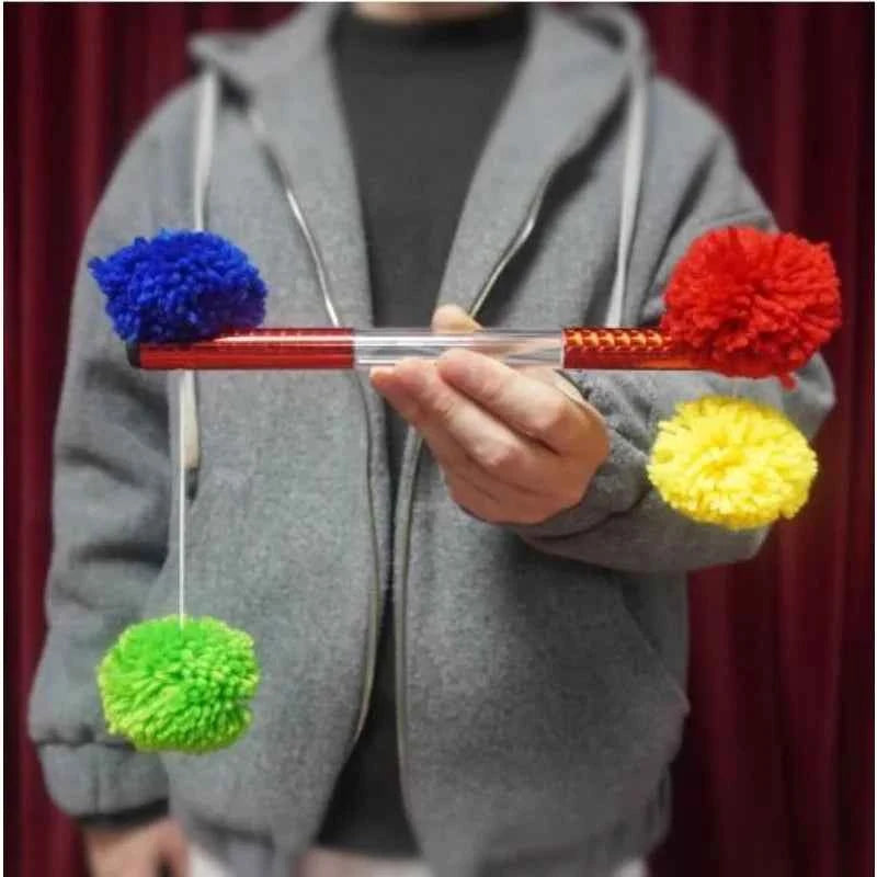 Crystal Pom Pom Wand Stage Magic Trick Gimmick Party Magic Props Illusion Funny Magician Classic Magia Balls Moving Professional