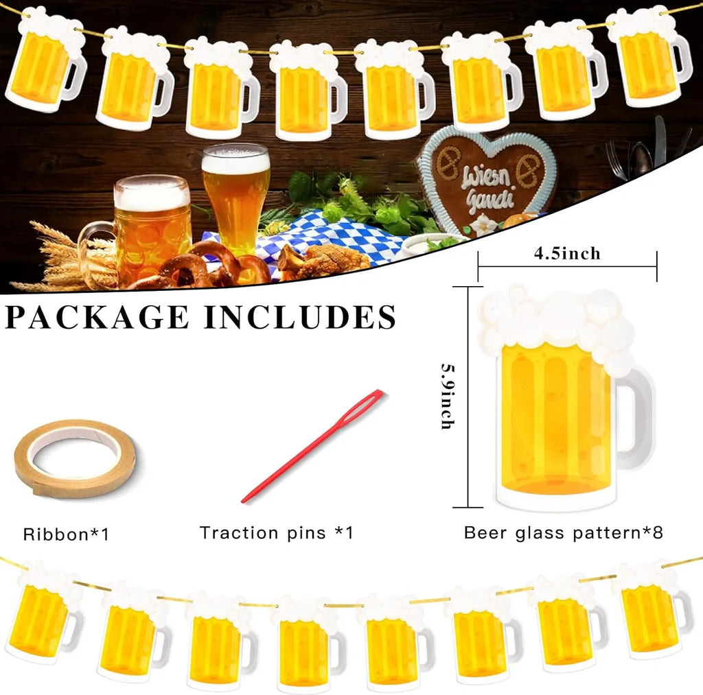Beer Theme Happy Birthday Banner Adult Mens Party Decorations Cheers Paper Garland Oktoberfest Bunting Bar Pub Event Decor Setup