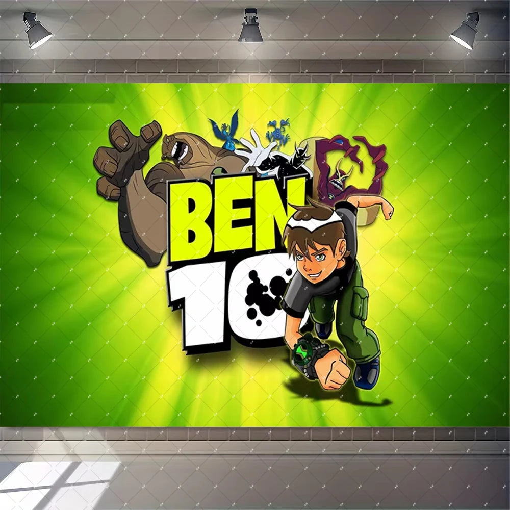 Cartoon Ben-10 Birthday Party Decoration Balloons Favor Set Banner Cake Toppers Baby Shower Boys Gift Party Supplies Photo Prop