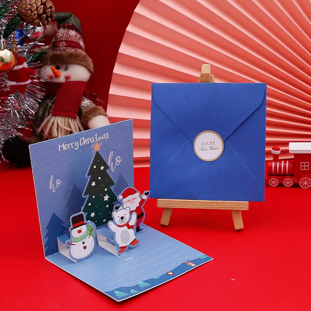 Happy Birthday Card Christmas Gift Card 3d Birthday Cake Pop-Up Greeting  with Envelope Christmas Invitation Cards for Kids