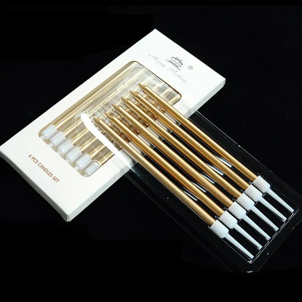 6pcs/Kit Birthday Cake Candles Gold Silver Candles Cupcake Decoration Baby Shower Wedding Party Decorative Candle Toppers
