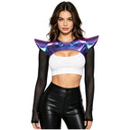 Metallic Shoulder Armor Shrug Crop Top & Sleeves Futuristic Pauldron Stage Costume