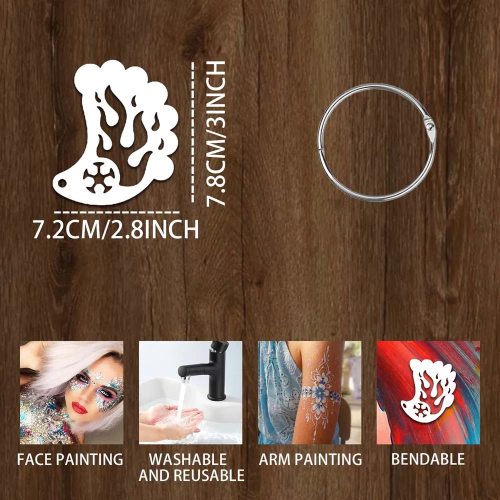 Reusable Face Paint Templates Multiple Pattern Hand Painting Body Art Paint Stencils Decorative Easy Use DIY Makeup Tools Party