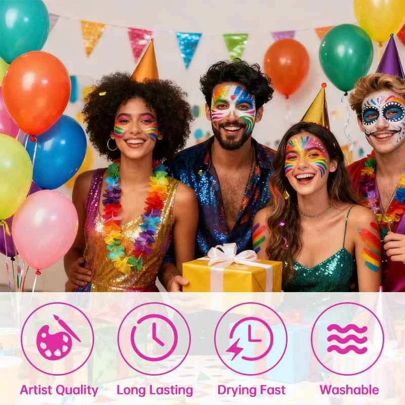 42 Color Face Painting Kit for Adults-Water Activated Paint Palette with Brush for Party,Tattoo,Carnival,Halloween,Makeup