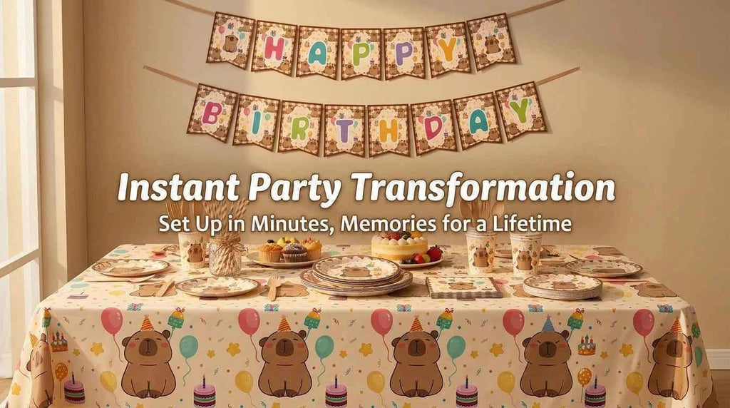 Cartoon Capybara Birthday Party Decoration Disposable Tableware Cup Plate Napkins Tablecloth Banner Baby Shower Birthday Party