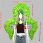 Carnival Elegant Ladies Feather Headdress Wings Two-Piece Role Play Catwalk Halloween Masquerade Carnival Party Suit