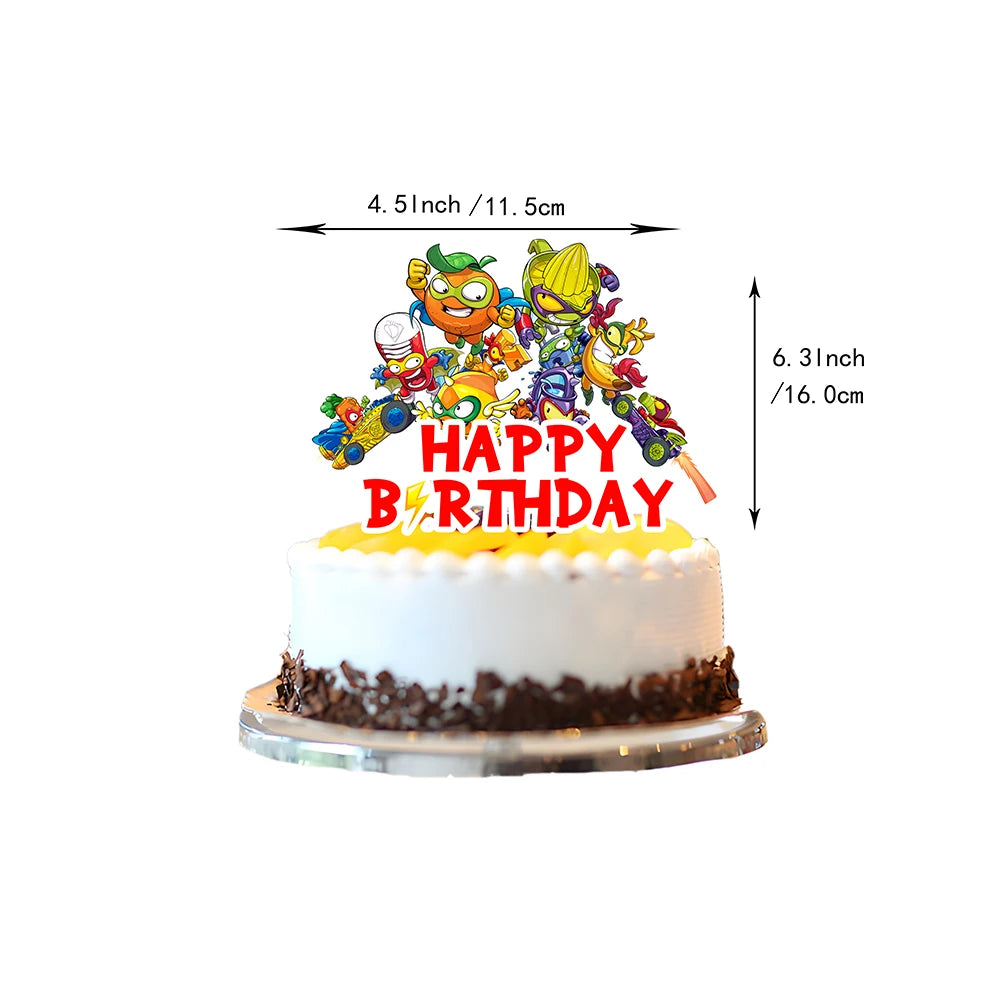 Superzings Birthday Party Decoration Balloon Banner Cake Topper SuperthingsTableware Birthday Party Supplies Baby Shower