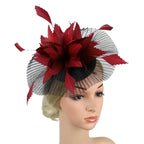 Women's Feather Flower Fascinator Hat with Bridal Net Veil