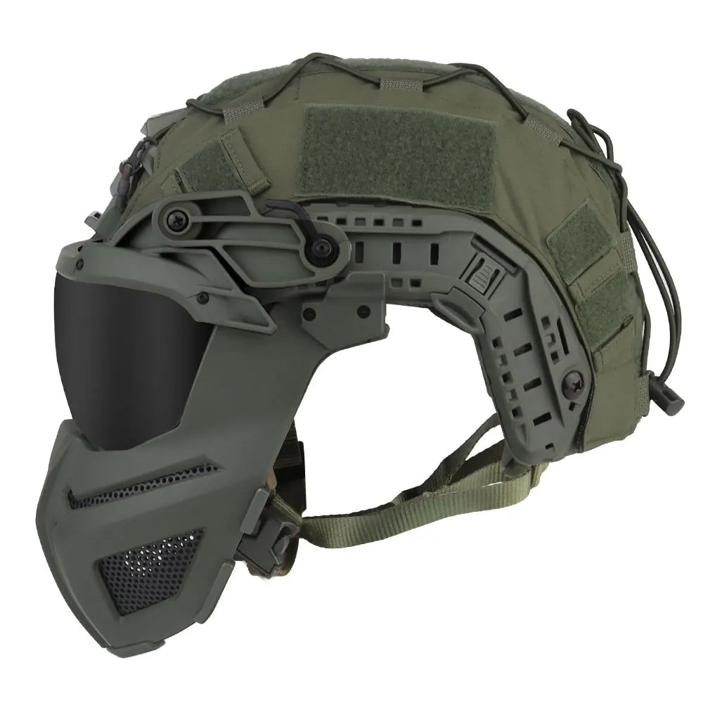 Tactical FAST Helmet Half Face Mask With Flip Goggles Black/Clear 2Pcs Lenses for Hunting Airsoft CS Game Paintball Mask Gear - Big Tim's Magic Emporium