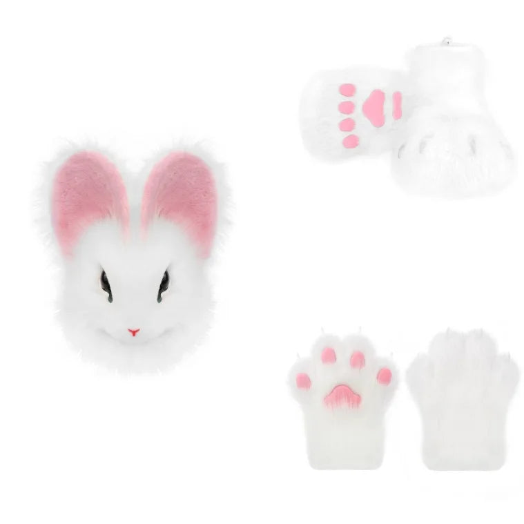 Original Realistic Furry Animal Fursuit Kigurumi Big Ear Rabbit Head Cover Cosplay Costume Halloween Wearable Accessories - Big Tim's Magic Emporium