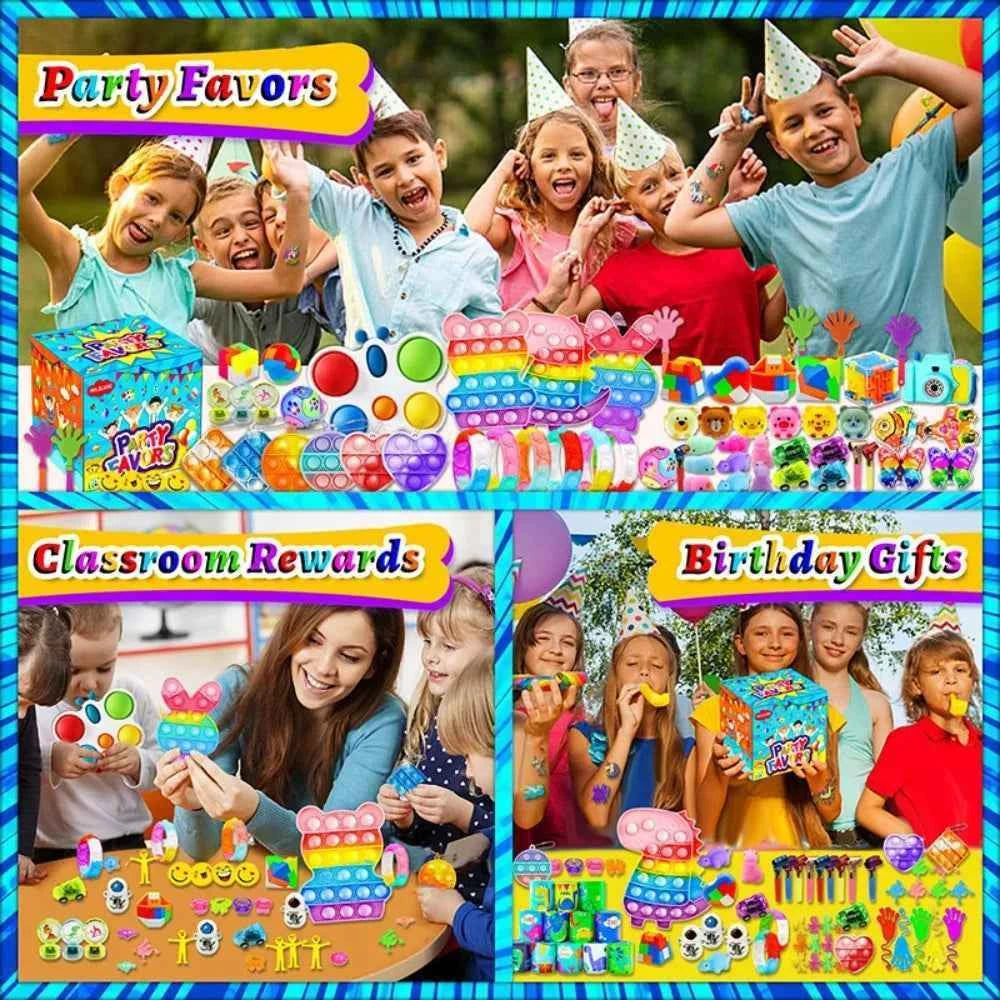 Boxed 206 Pcs Party Favors Set for Birthday Wedding Children's Day Carnival Celebration Christmas Party Favors Classroom Prizes