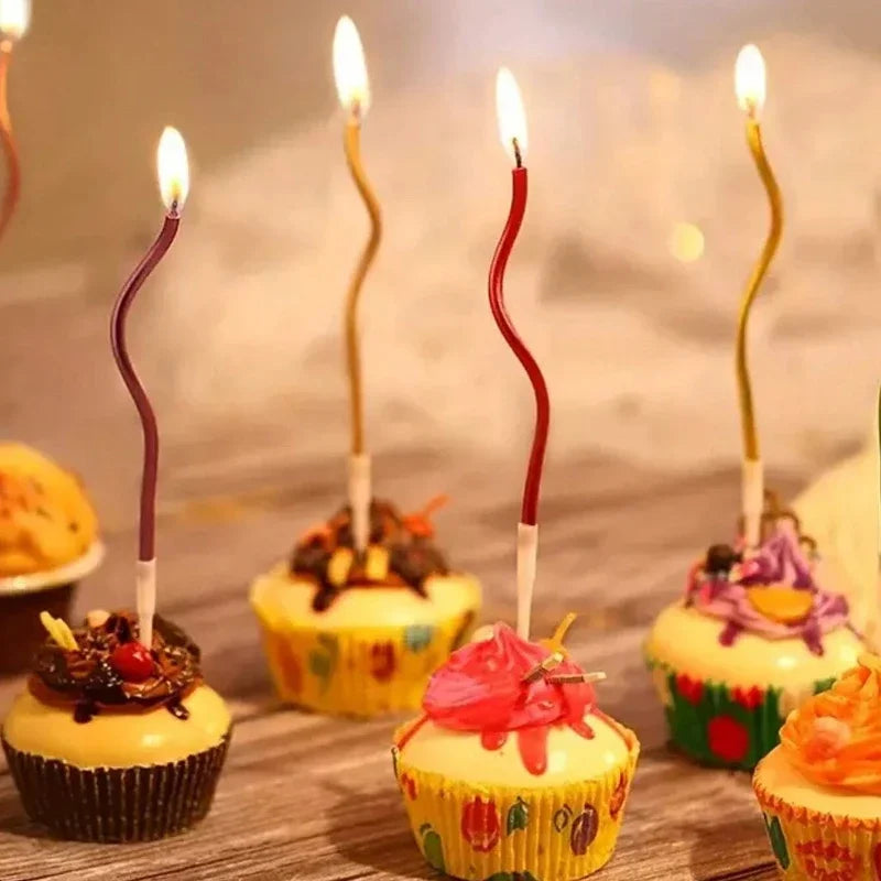 1/6boxes 15CM Curved Cake Candles Birthday Baby Shower Gender Reveal Cupcake Decorating Candle Toppers Wedding Party Decorative
