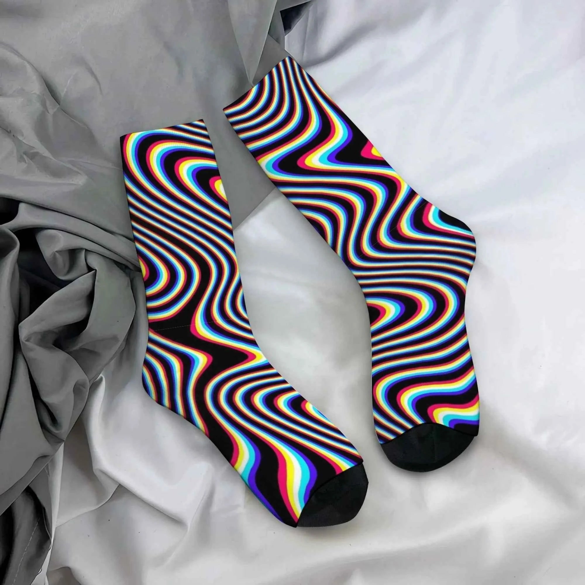 Optical Illusion Fluid Novelty Men's Socks Op Art Crazy Street Hip-Hop Funny Socks Breathable Anti-Slip Casual Sports Socks Gift