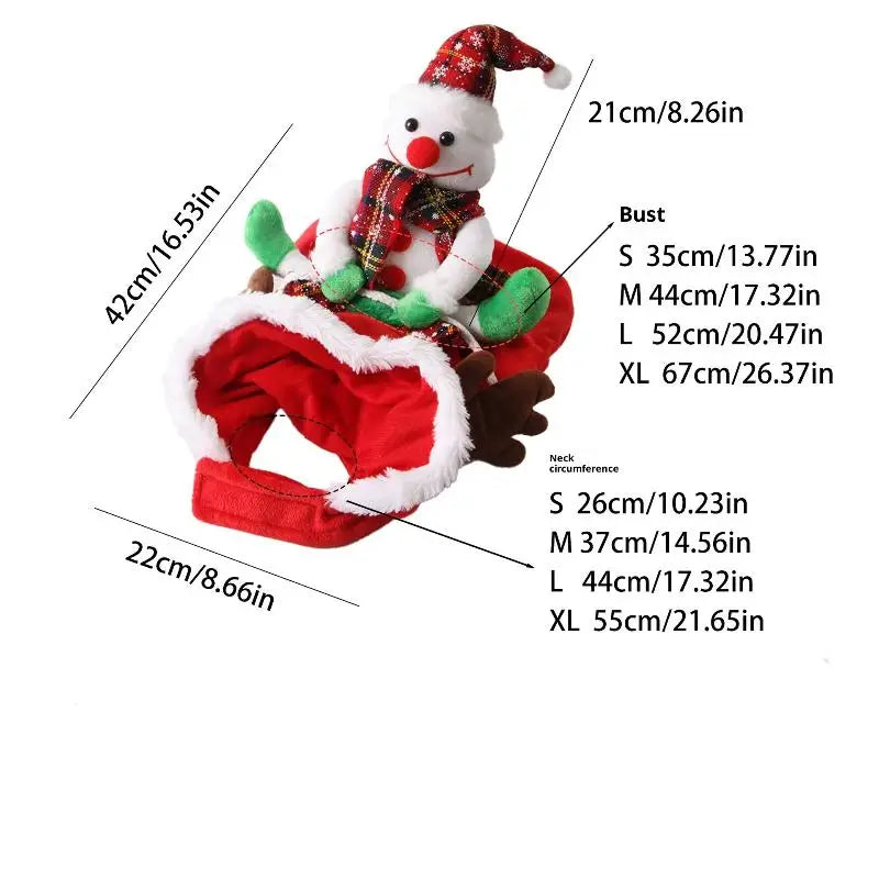 Funny Pet Christmas Snowman Riding Horse Costumes Dressed Up Dogs Cats Puppy Cosplay Party French Bulldog Chihuahua Pet Clothing