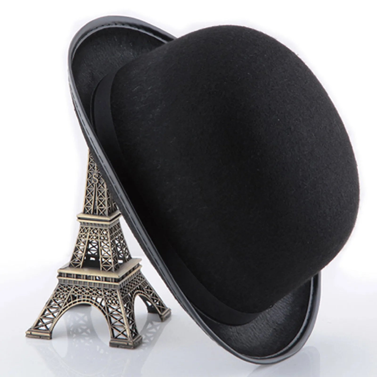 Pure Black Halloween Magic Hat With Hat Holder Cotton Bowler Hat Men'S Satin Hat Gentleman Clothing Gift For Men