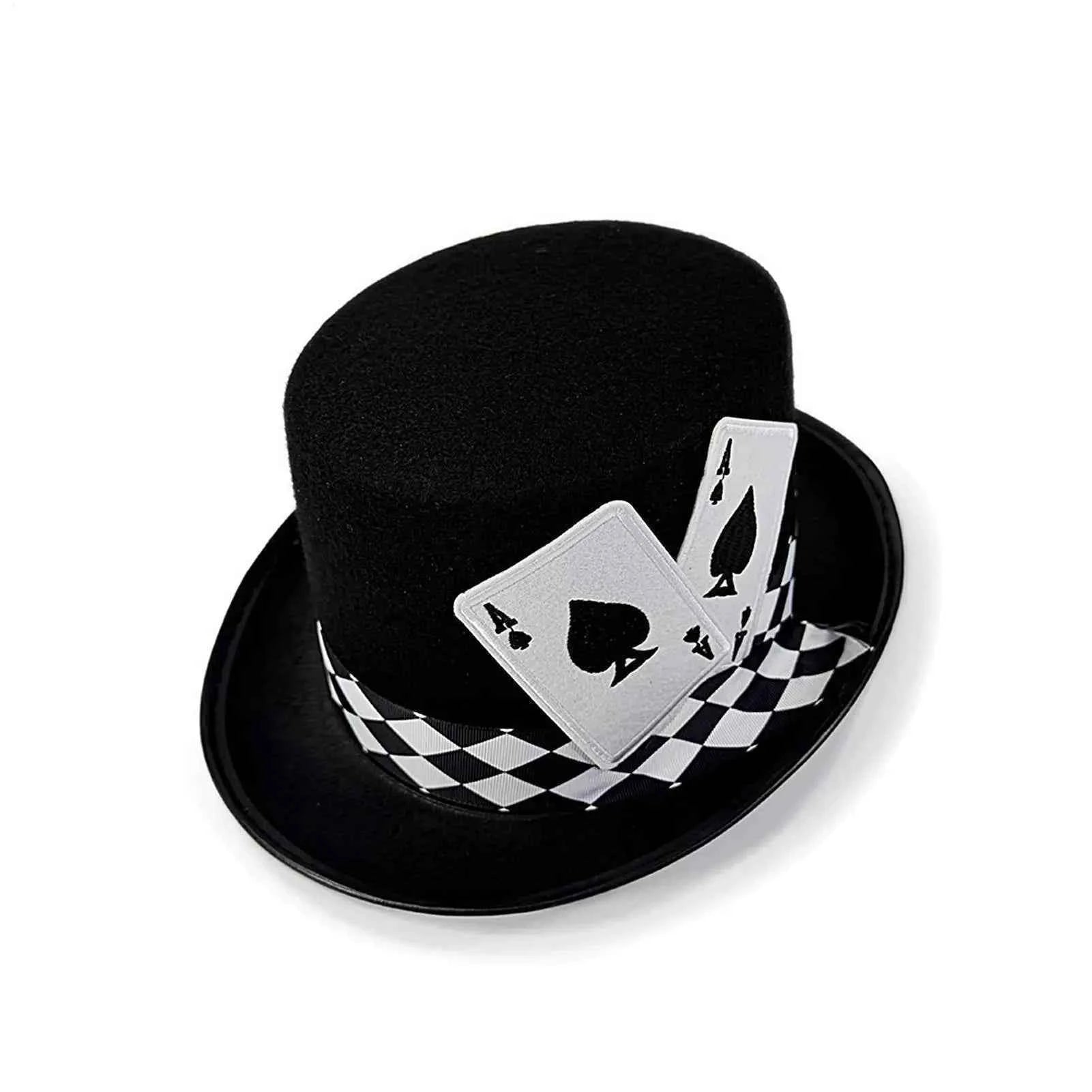 Magician Top Hat Poker Card Pattern Novelty Felt Top Hat for Amateur Hobbyists Theater Teachers Party Planners Cosplayers