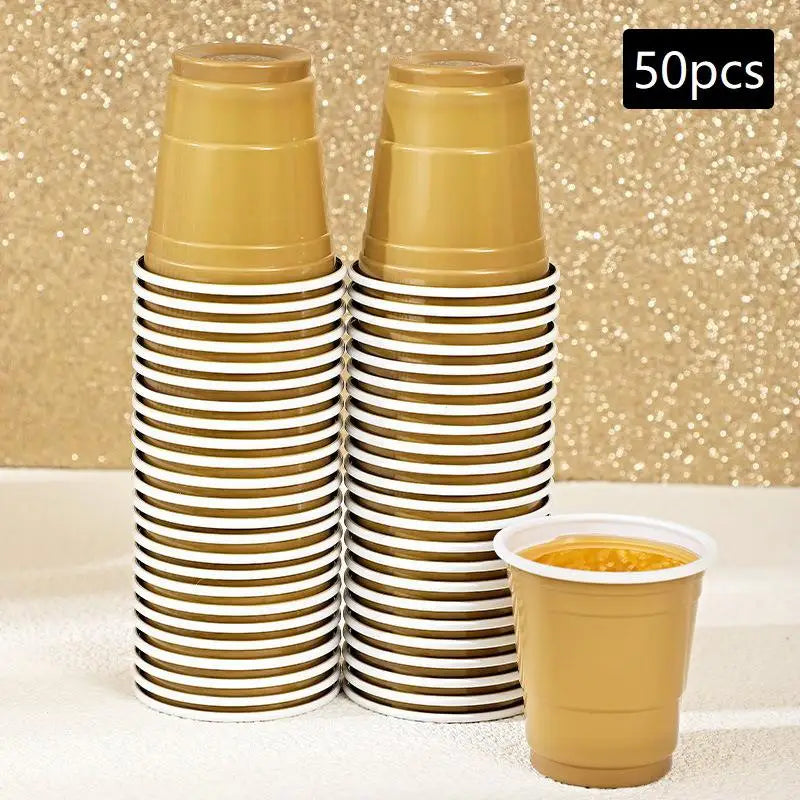 50pcs Party Disposable Plastic Cups Birthday Wedding Festival Beer Drink Soda Cups Party Game Cups - Big Tim's Magic Emporium