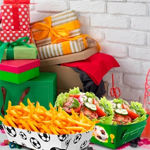 36 Pcs Soccer Party Favors Large Soccer Plates Paper Trays Serving Tray Soccer Party Nachos Food Boats Disposable Soccer Bowls - Big Tim's Magic Emporium