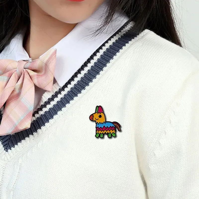 Multicolor Donkey Pinata Enamel Pin Badge Rainbow Pinatas for Kids Game Party Fashion Jewelry