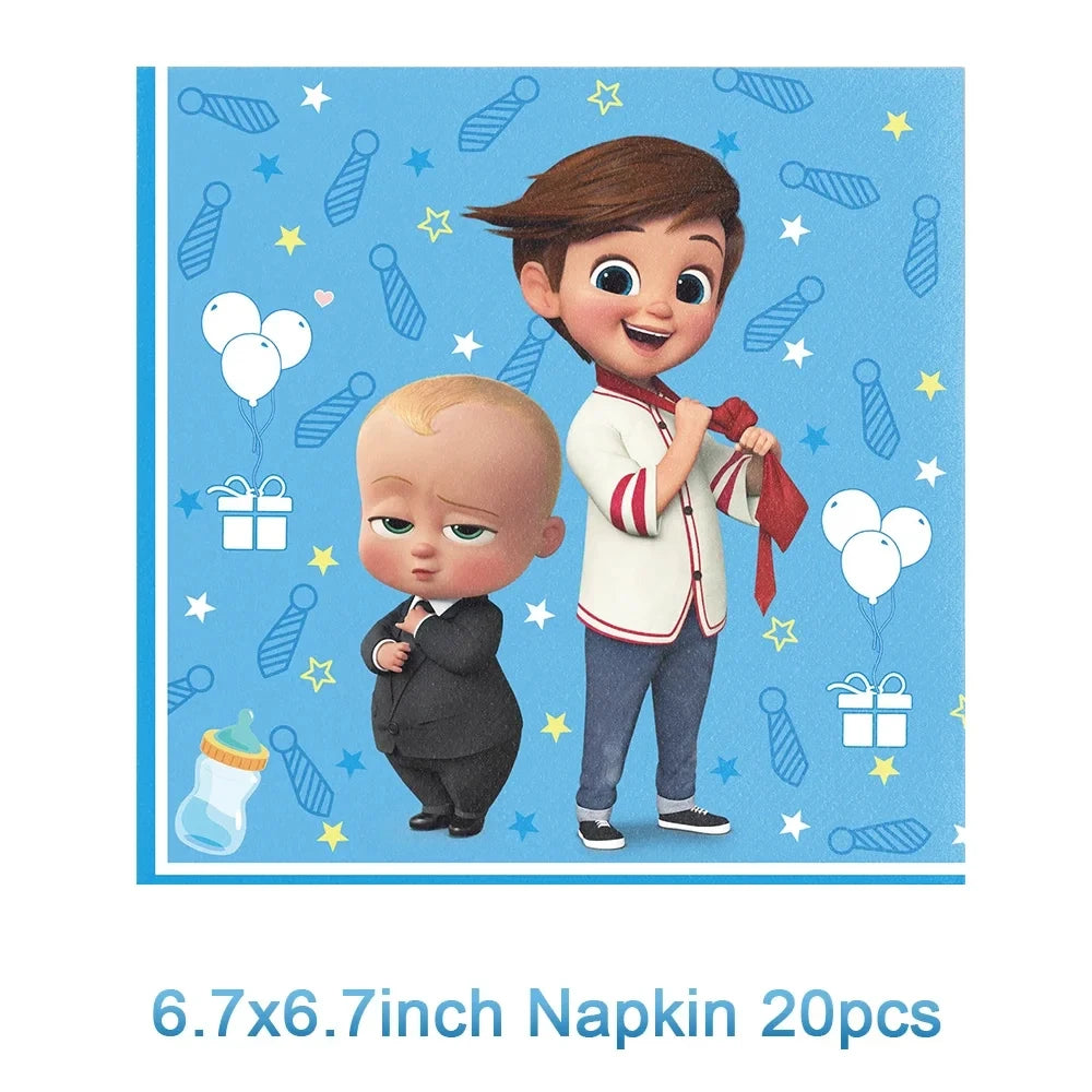 Cartoon Bossed Baby Newborn 1st Birthday Party Decorations Cute Balloons Plates Banner Tableware Set for Kids Party Favors Gifts