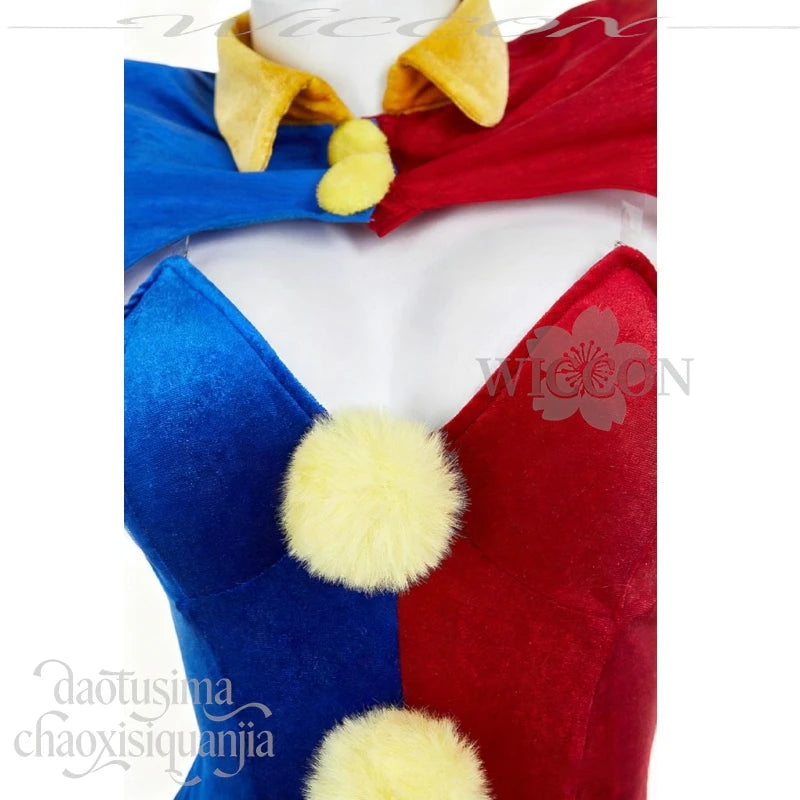 Jirai Kei Clown Girl Cosplay Costume | Red & Blue Mini Dress Complete Set - Big Tim's Magic Emporium