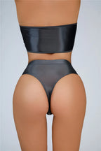High-Waist Oil Glossy Sheer G-String Thong Satin Smooth Seamless Briefs