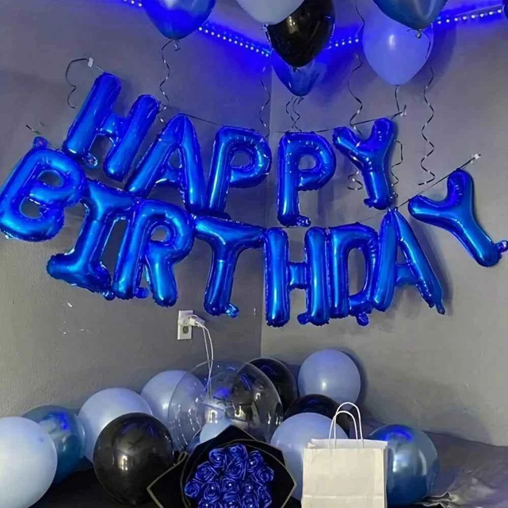 Blue Happy Birthday Party Balloons Happy Birthday Balloon Banner Suitable for Birthday Party Decoration Room Scene Layout Gifts
