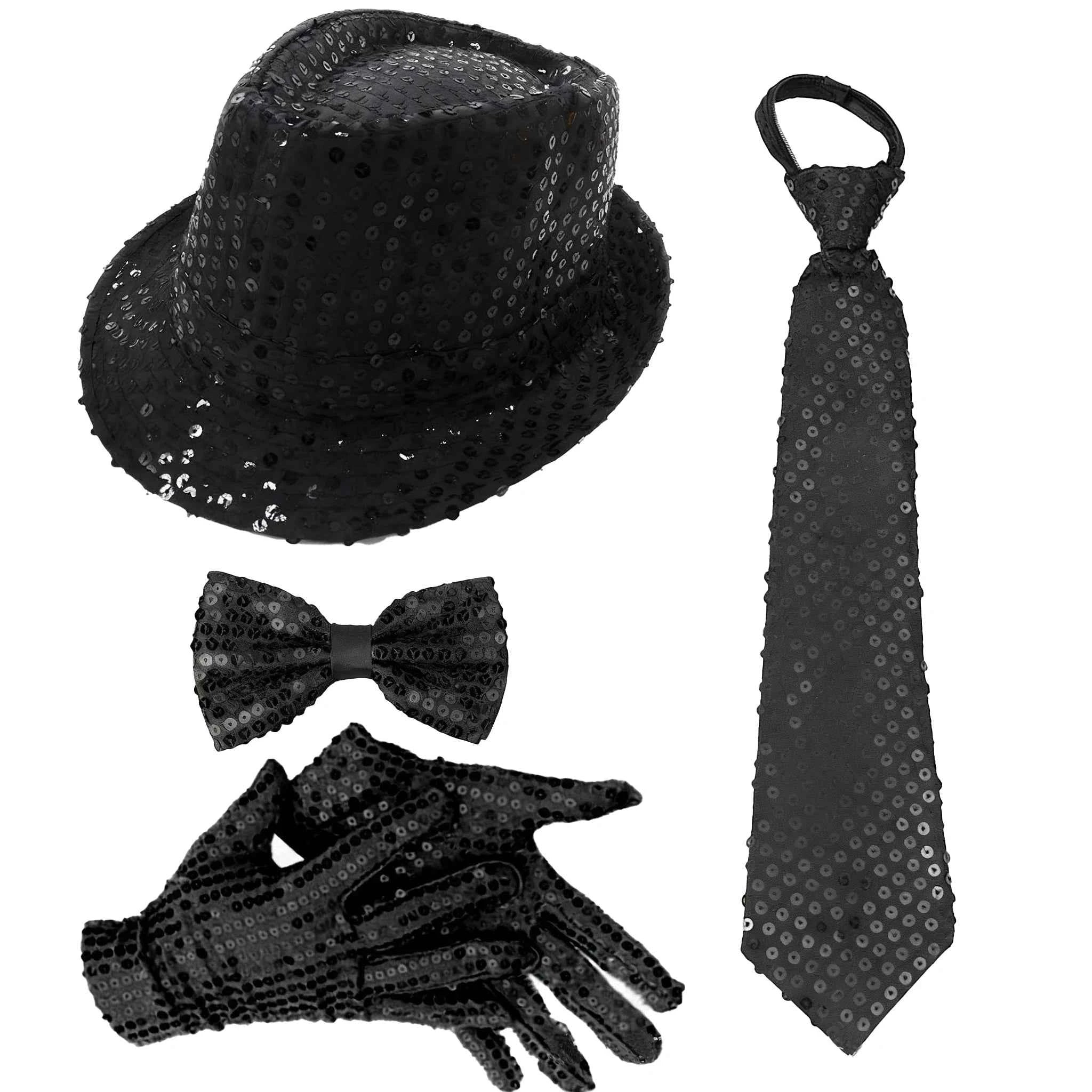 70S Disco Performance Props Sequined Hats Ties Gloves Suspenders Stage Performance Halloween and Christmas Clothing Accessories