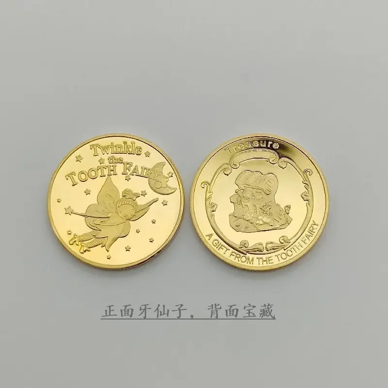 Tooth Fairy Gold Plated Commemorative Coin Creative Kids Tooth Change Gifts Physical Metal Coin Crypto Commemorative Coin