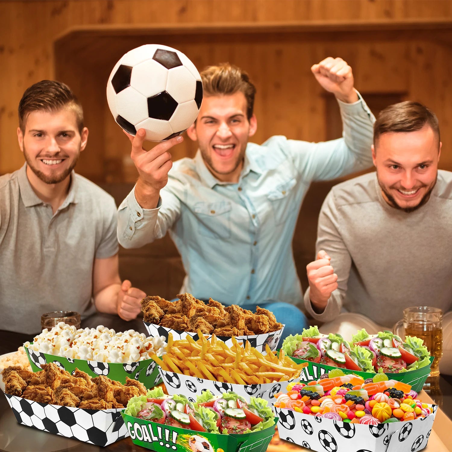 36 Pcs Soccer Party Favors Large Soccer Plates Paper Trays Serving Tray Soccer Party Nachos Food Boats Disposable Soccer Bowls - Big Tim's Magic Emporium