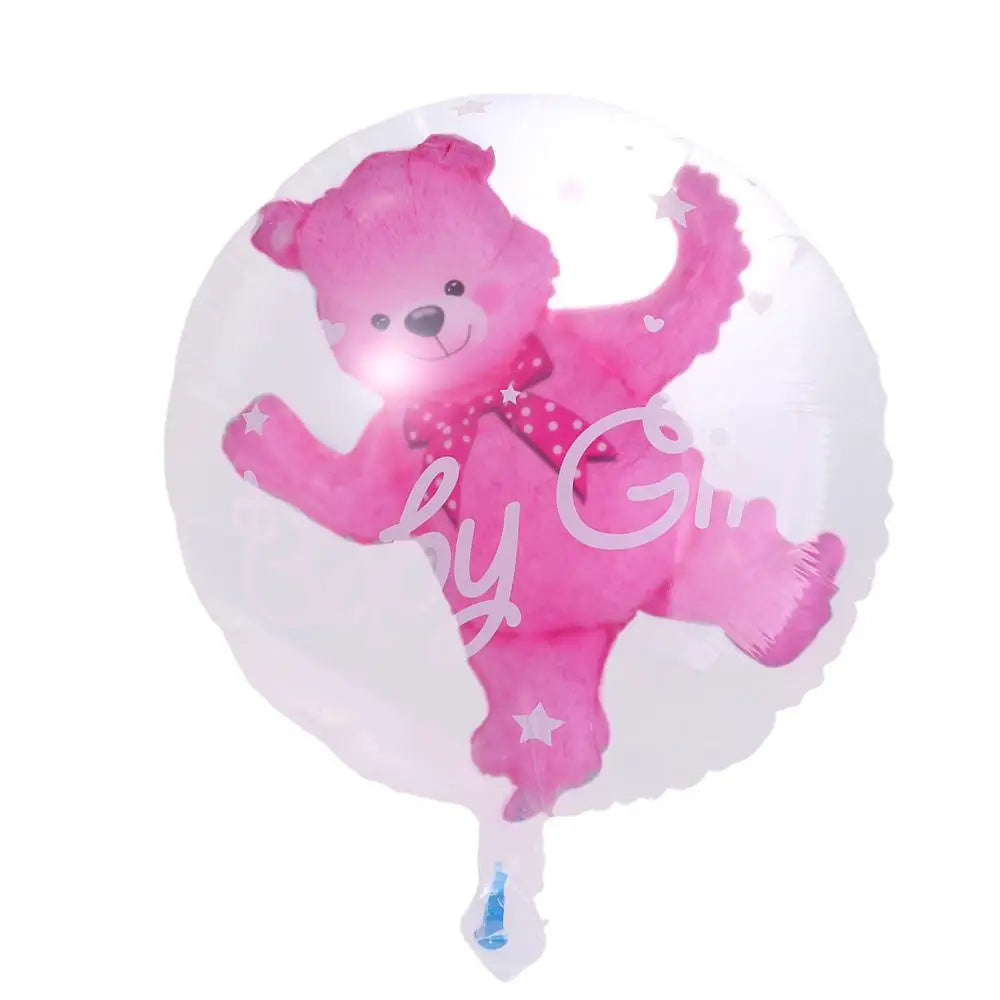 Birthday Gender Reveal Blue Pink Transparent 4D Double Bubble Balloons Bear Party Supplies Globos
