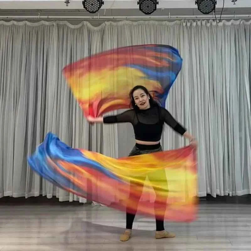 160*110cm Stage Props Flag Belly Dance Silk Veils Silk Wing Praise Flags Faith Worship Flags Veil Flag with Sticks