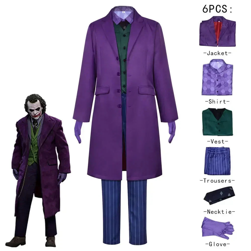 Purple Jacket Uniform for Adult Halloween Dress Up Party Clown Heath Ledger Suit Cosplay Movie&tv Dark Knight Costumes - Big Tim's Magic Emporium