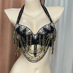 The Stardust Prism Sirena – Deluxe Beaded & Sequined Belly Dance Bra Top
