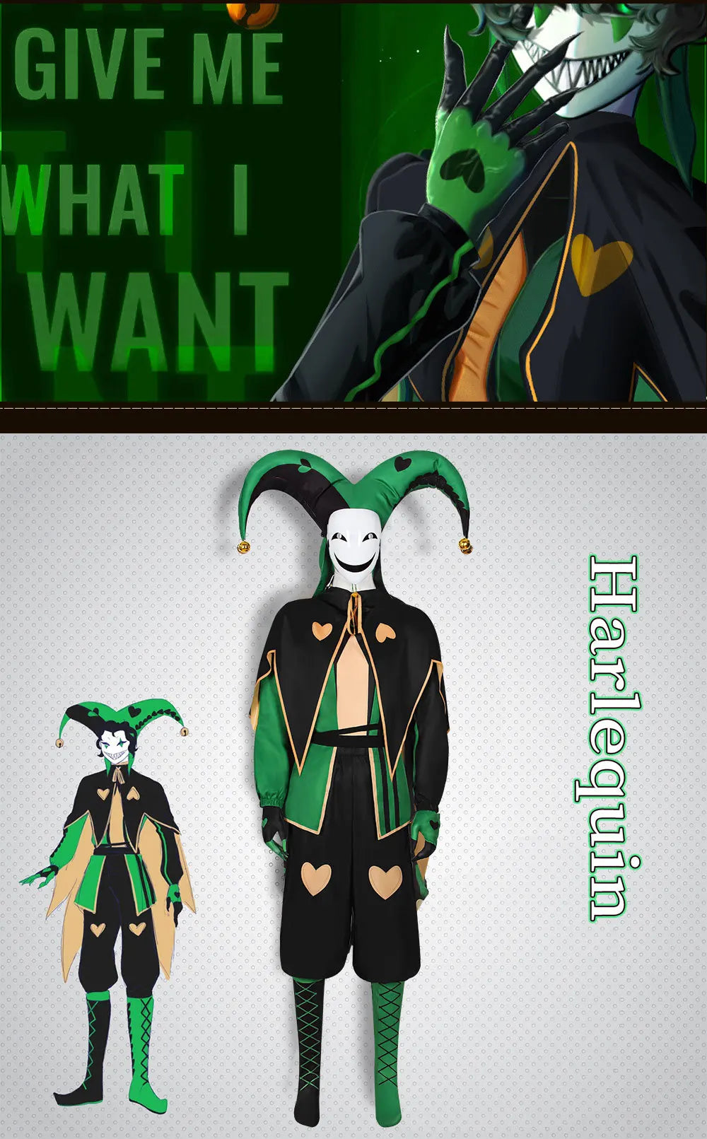 ‌Anime The Freak Circus Harlequin Cosplay Costume Adult Clown Top Pant Set Joker Uniform Halloween Costume Carnival for Adult