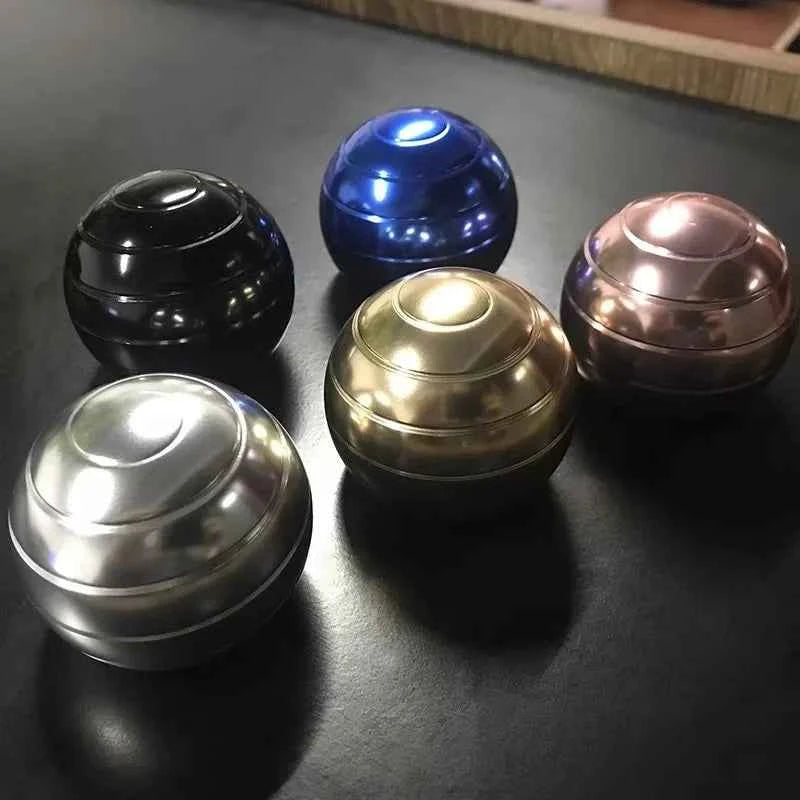 Metal Spherical Gyroscope Optical Illusion Fidget Toy Portable Desk Stress Relief Hypnosis Finger Spinner Gift for Adults Kids