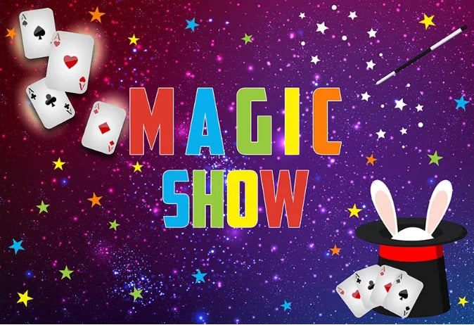 Black Magic Show Photography Background Poker Children 6th Birthday Party Backdrop Photo Studio Photocall Banner Custom