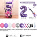 59pcs Guitar Balloon Purple Numbers 1-9 Birthday Balloon Set Music Theme Party Decoration Festival Photo Props Birthday Gift