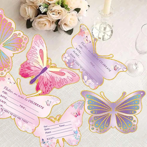 10Pcs Butterfly Birthday Party Invitation Card Happy Birthday Party Decoration Supplies