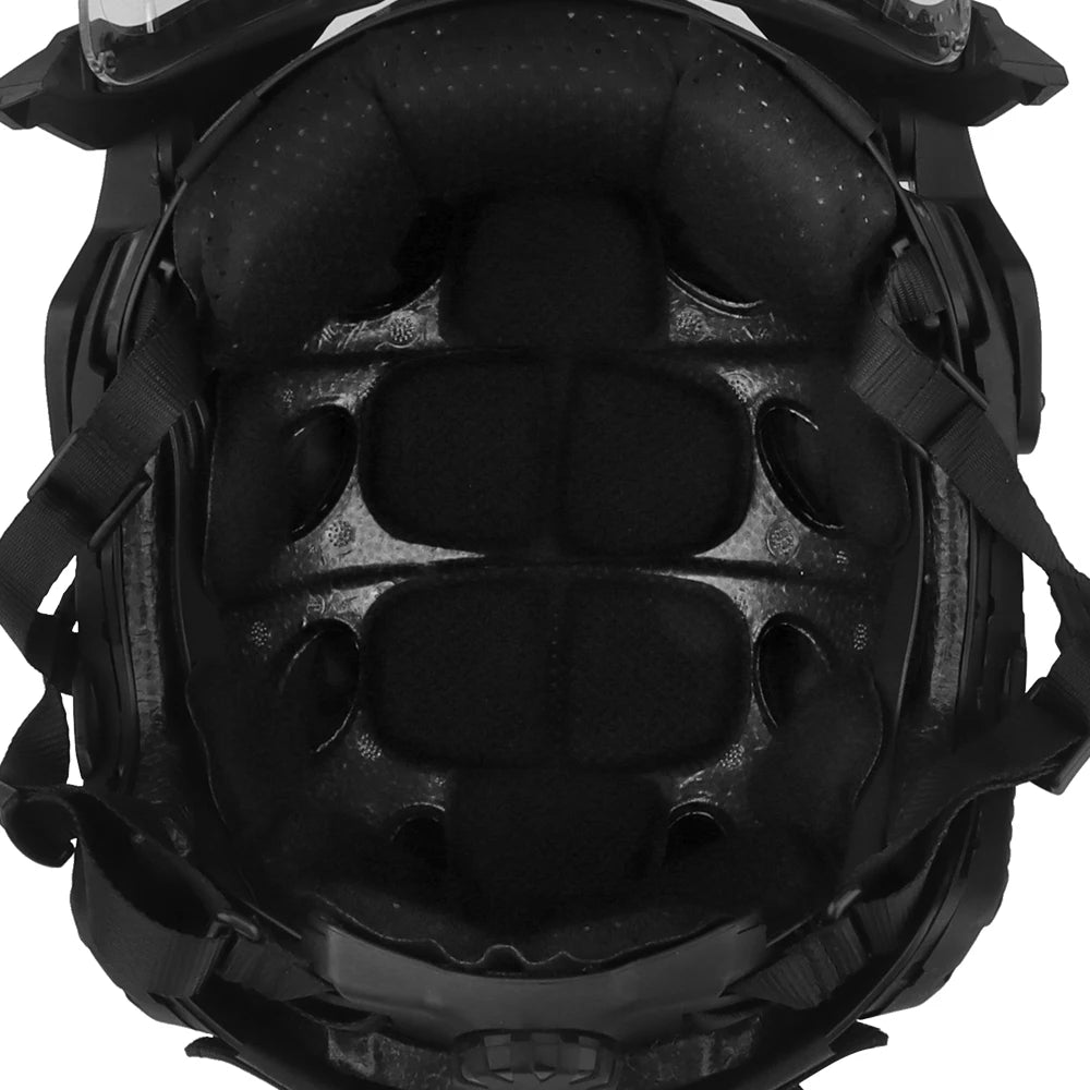 Tactical FAST Helmet Half Face Mask With Flip Goggles Black/Clear 2Pcs Lenses for Hunting Airsoft CS Game Paintball Mask Gear - Big Tim's Magic Emporium