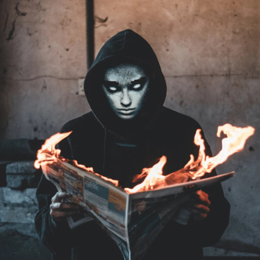 LED Party Mask Bluetooth-connected Programmable USB Charging Glow-in-the-Dark Mask Gestures Sensing Lights Up For Masquerades