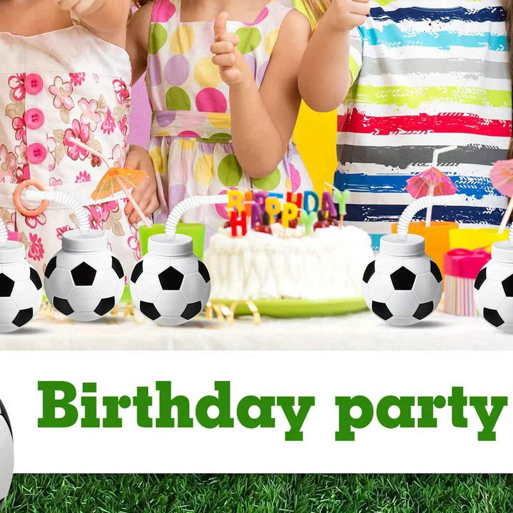 12pcs 10 Oz Reusable Soccer Ball Cups with Straws Lids - Birthday Beach Party Supplies