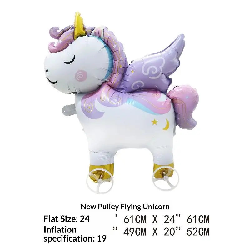 For Kids Birthday Party Decoration Baby Shower 4D Cartoon Foil Balloons Elephant Stand Walking Balloon With Wheel