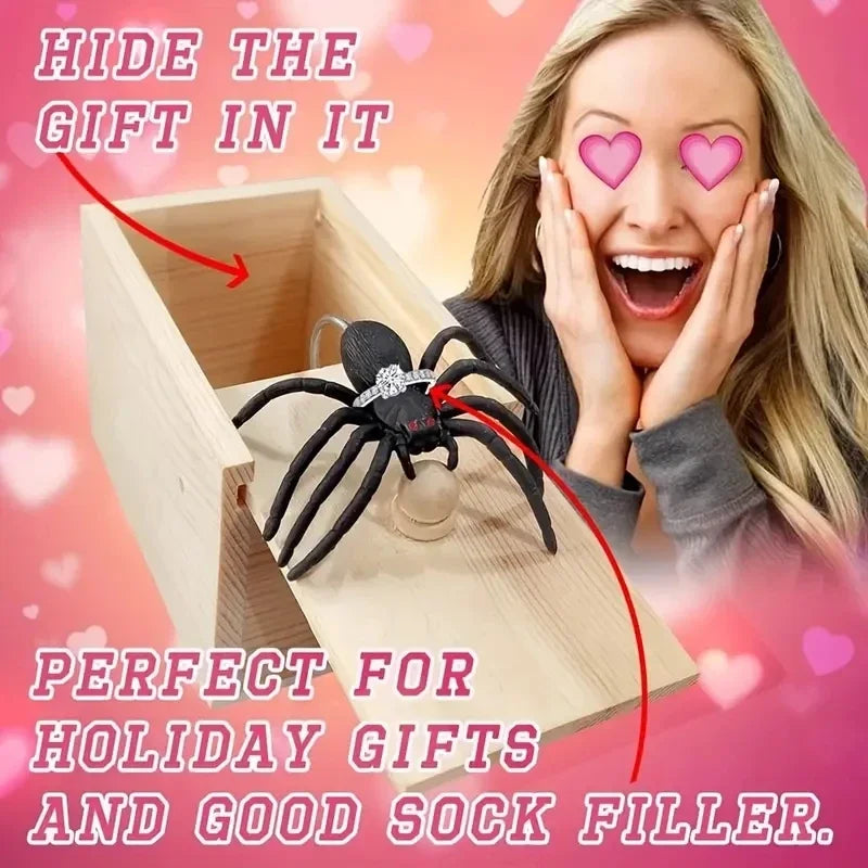 New Trick Spider Funny Scare Box Wooden Hide Box Quality Prank Wooden Scare box Fun game prank Prank Friends toy holiday gift - Big Tim's Magic Emporium