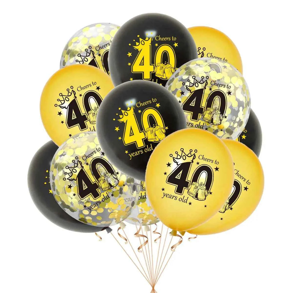 12pcs Happy Birthday Party Balloons 30th 40th 50th 60th Birthday Party Black Gold Latex Balloons Adult Birthday Party Decoration