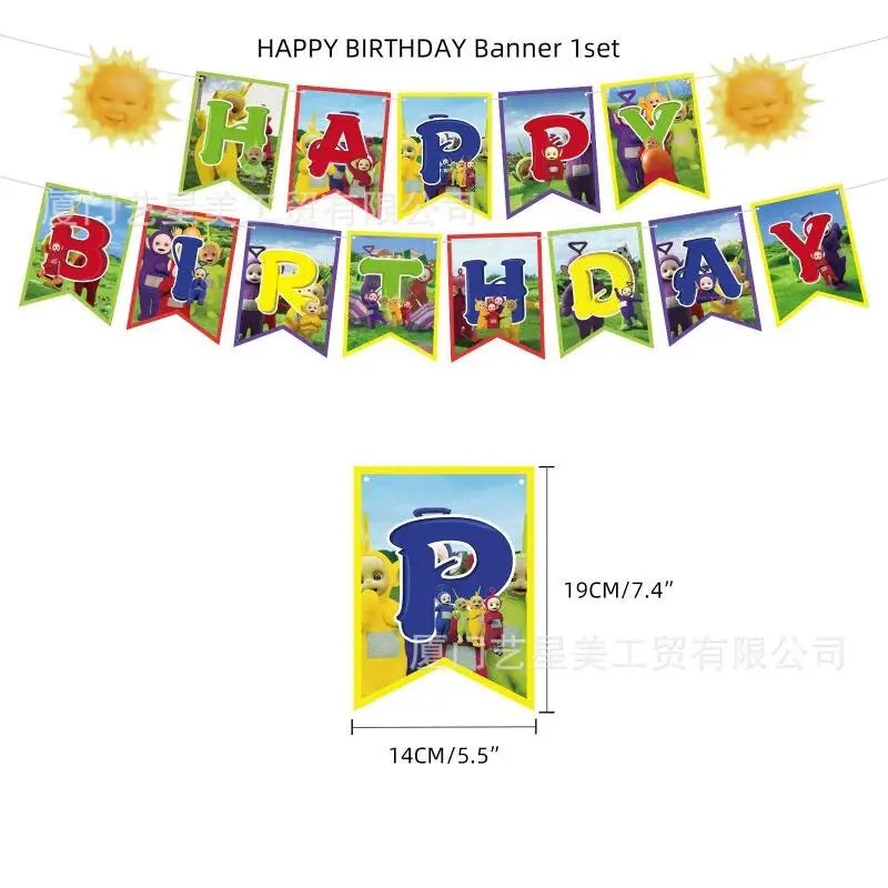 Teletubbies Cartoon Anime Peripheral Birthday Party Balloon Flag Pulling Cute Theme Party Decoration Kids Partys Supplies Gift - Big Tim's Magic Emporium